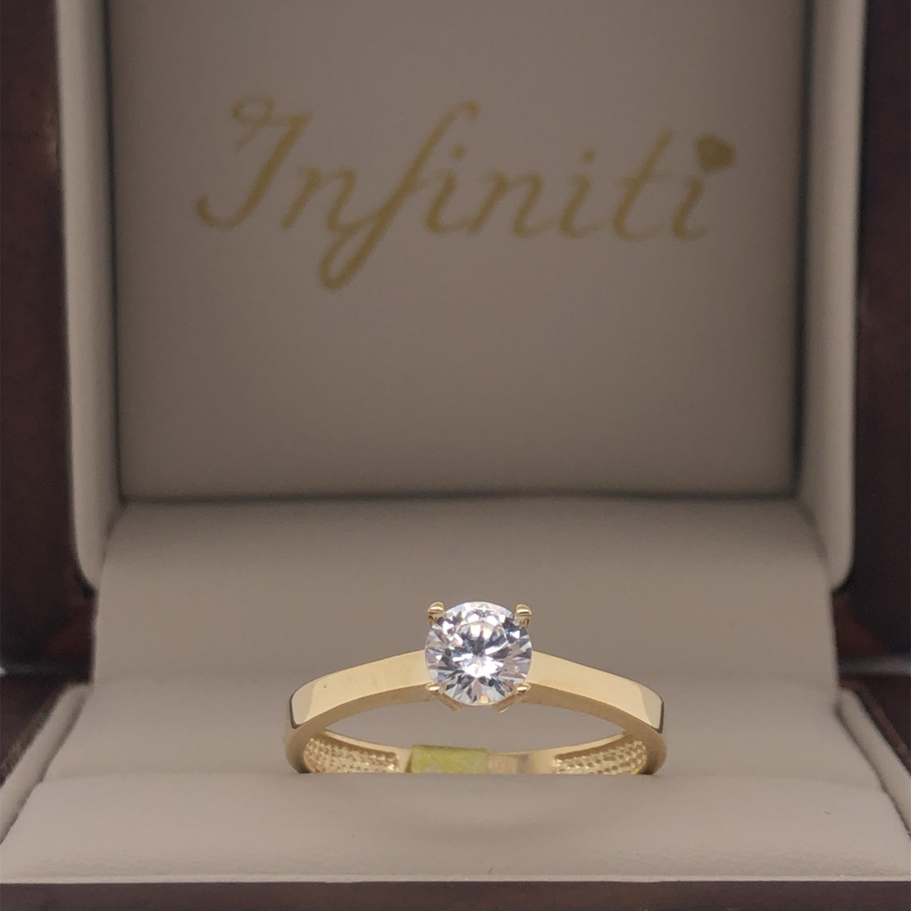 Anillo Oro 14k - Solitario Zirconia Central 5 mm