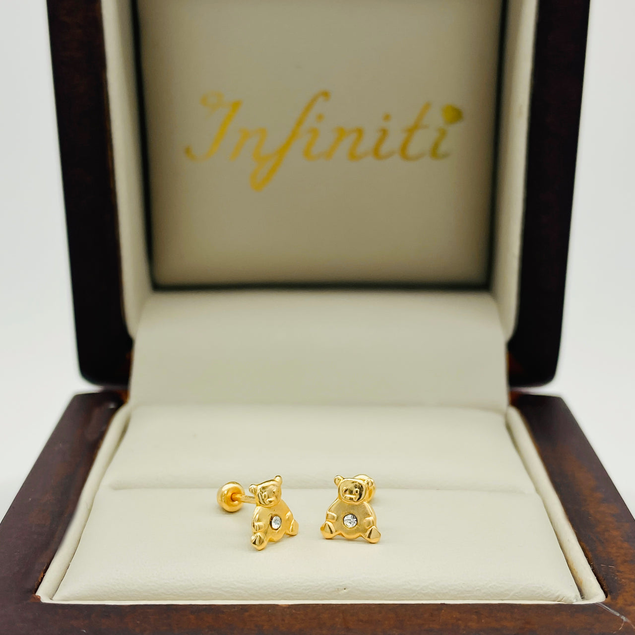 Broquel oso con Zirconia, Oro 10k