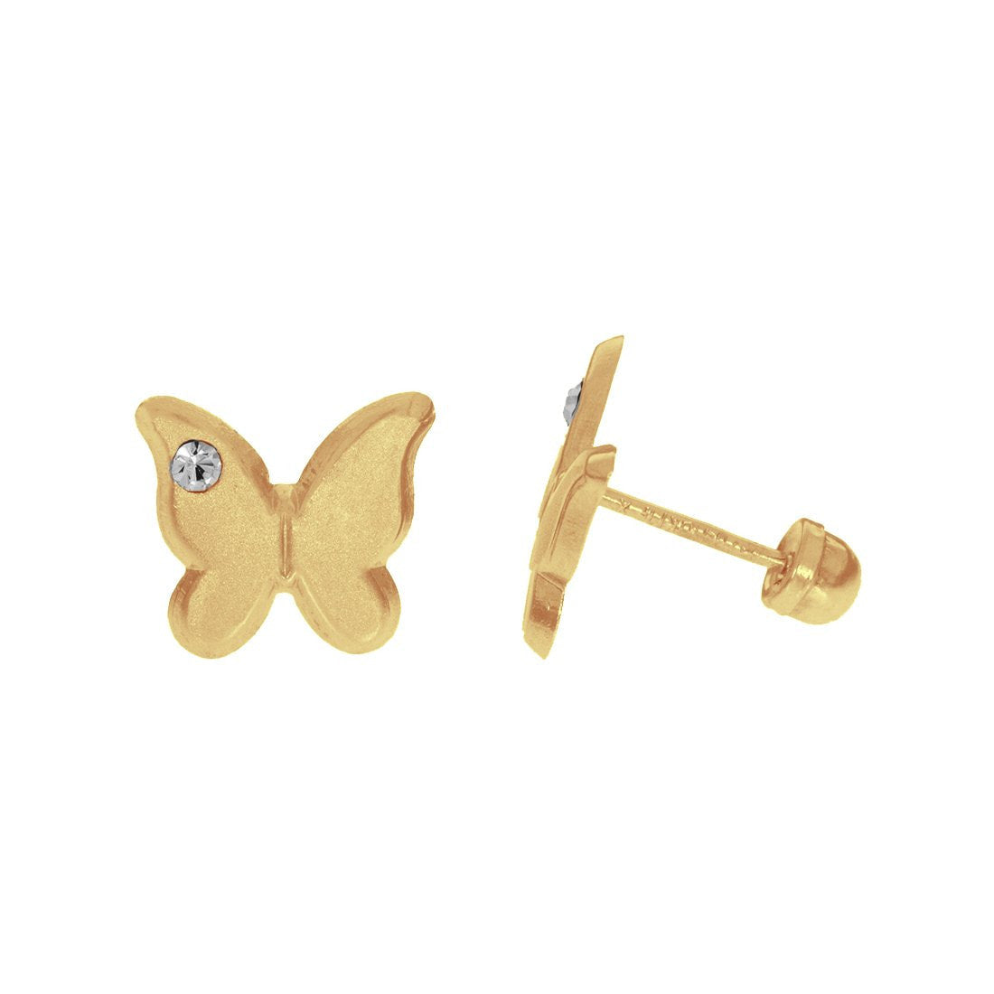 Broquel mariposa con Zirconia, Oro 10k - Infiniti Joyas