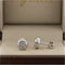 Broqueles Oro Blanco 14k - Halo de Diamantes de 36 Puntos Totales
