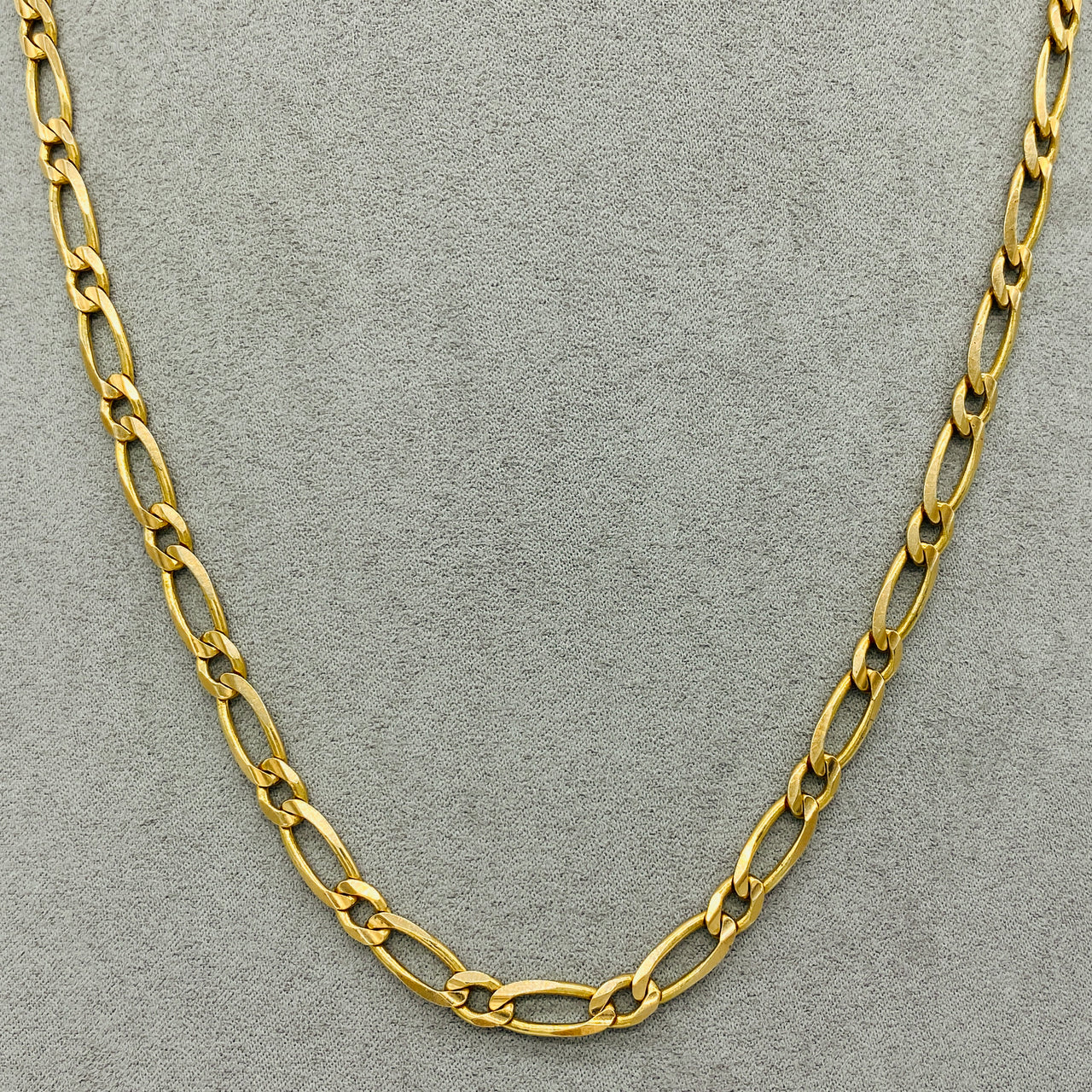 Cadena Oro 10k Eslabón Corto y Largo 57 cm, Ancho 5 mm