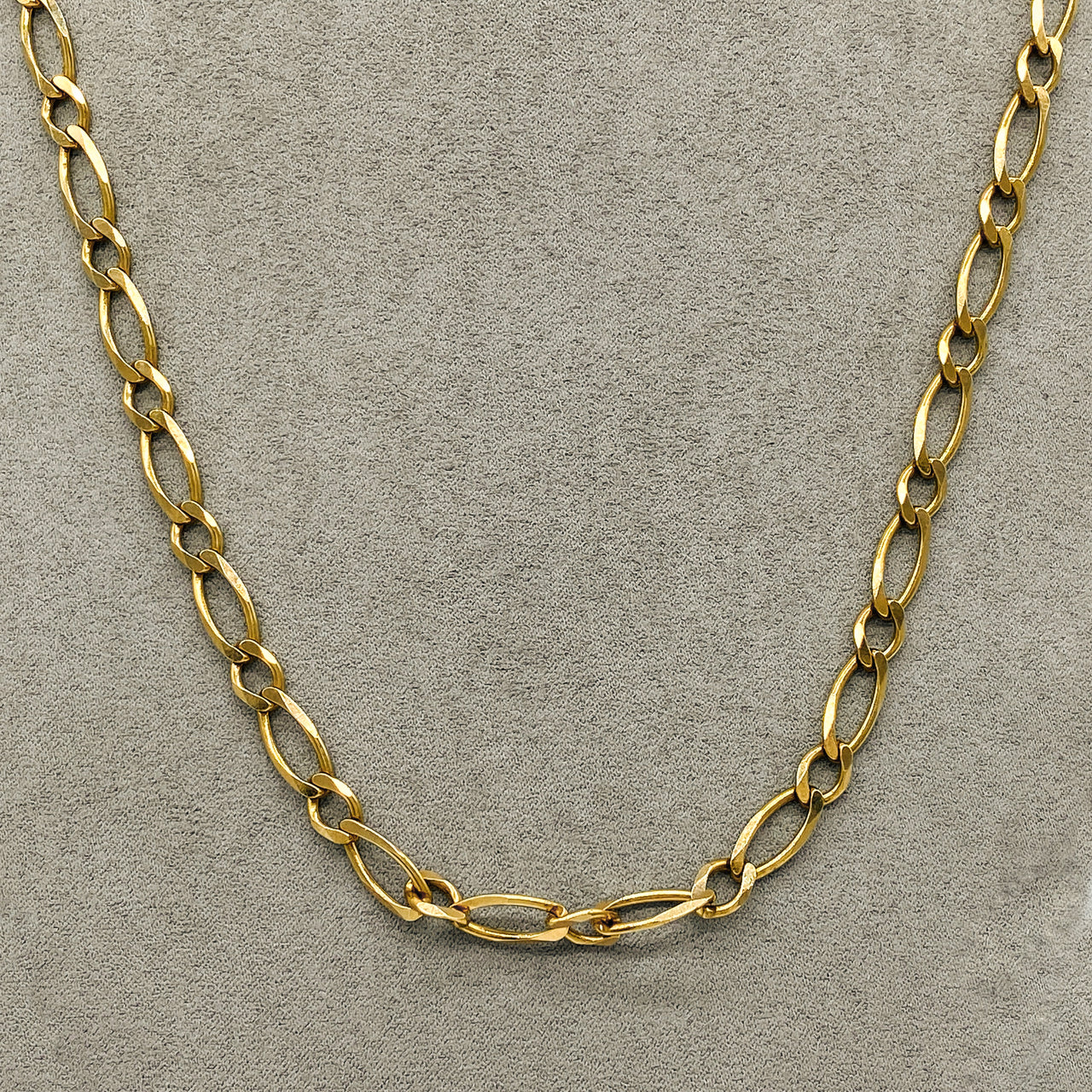 Cadena Oro 10k Eslabón Corto y Largo 65 cm, Ancho 6 mm