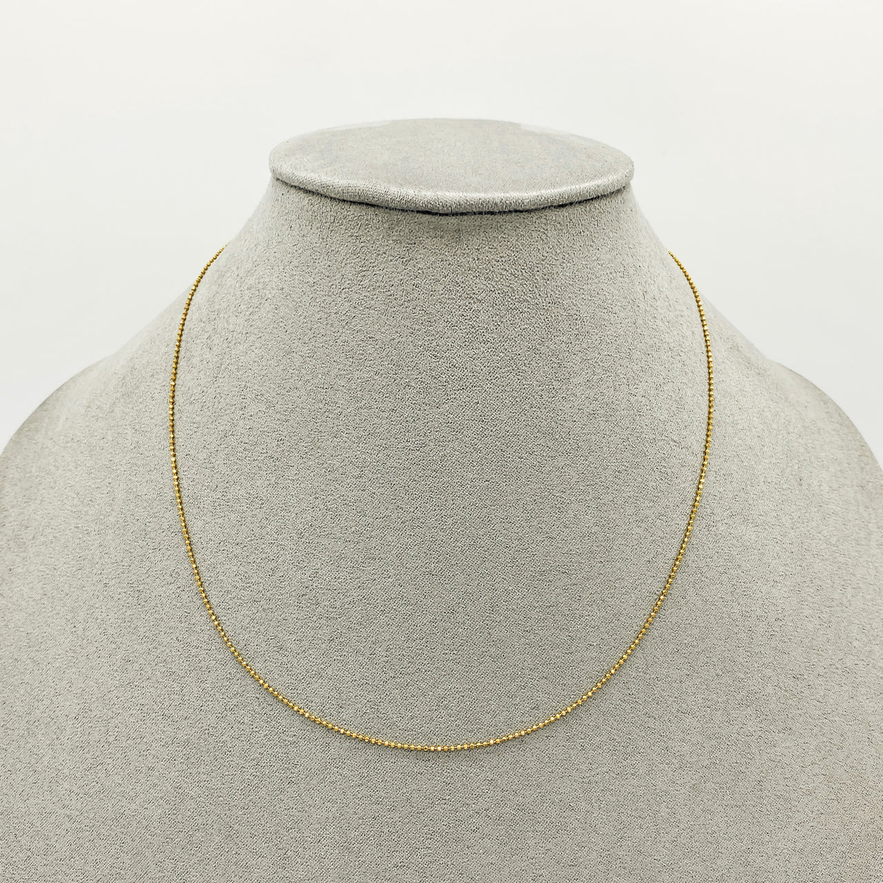 Cadena Oro 14k Bolas Diamantada 40 cm, Ancho 0.7 mm