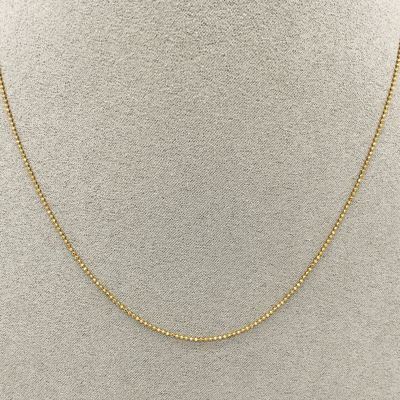 Cadena Oro 14k Bolas Diamantada 40 cm, Ancho 0.7 mm