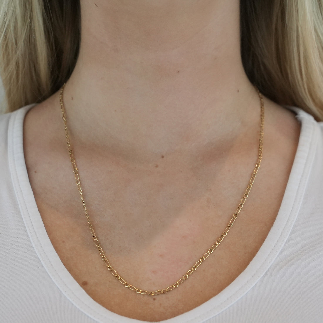 Cadena Oro 14k Eslabón Chico y Grande 55 cm, Ancho 2.5 mm
