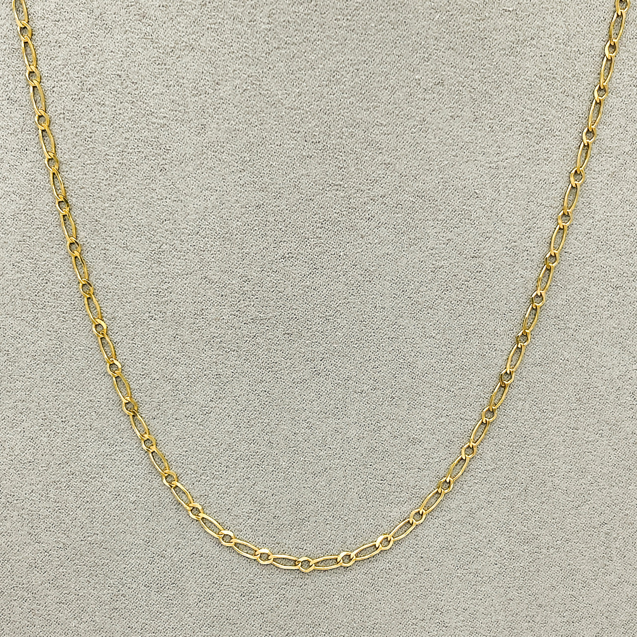 Cadena Oro 14k Eslabón Chico y Grande 55 cm, Ancho 2.5 mm