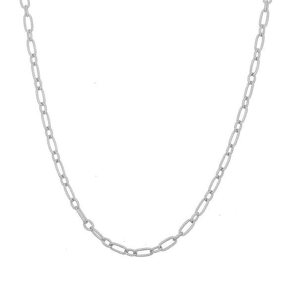 Cadena Oro Blanco 14k Rolo Oval Diamantada 55 cm, Ancho 2.5 mm - Infiniti Joyas
