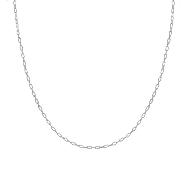 Cadena Oro Blanco 14k Rolo Ovalada 50 cm, Ancho 1.2 mm - Infiniti Joyas