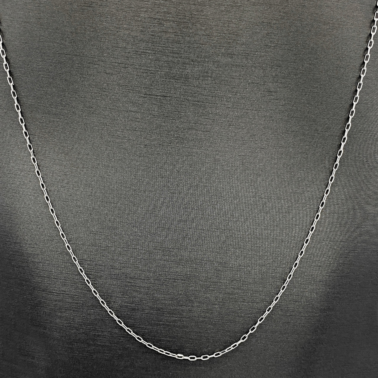 Cadena Oro Blanco 14k Rolo Ovalada 50 cm, Ancho 1.2 mm