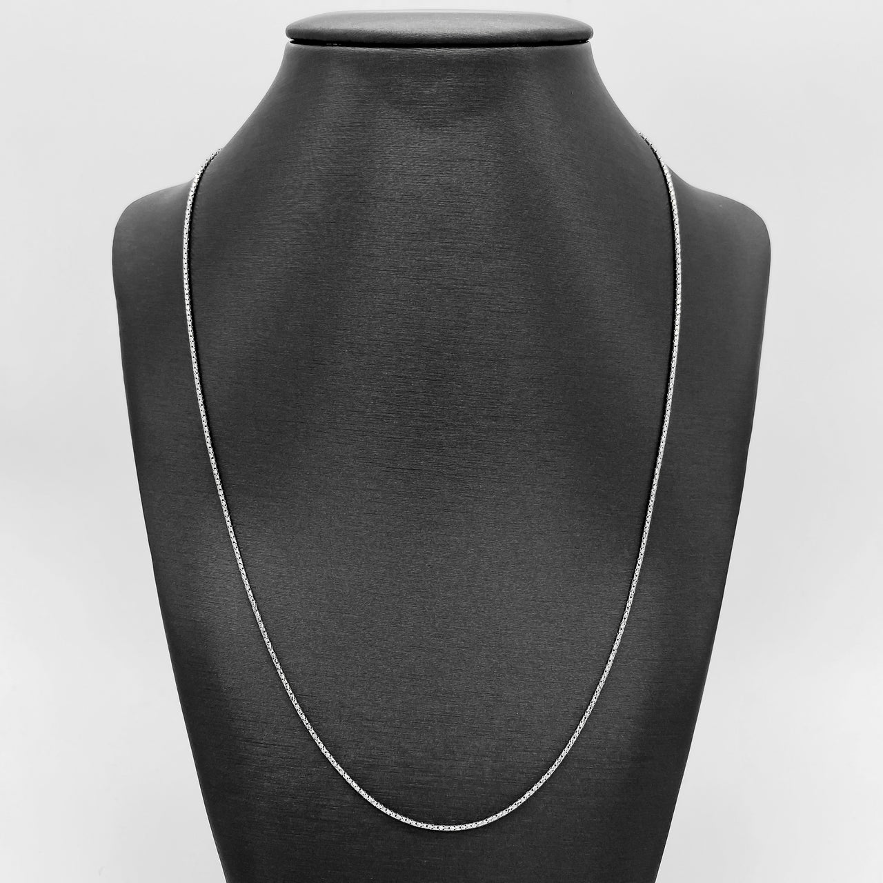 Cadena Oro Blanco 14k Cardano 50 cm, Ancho 1 mm