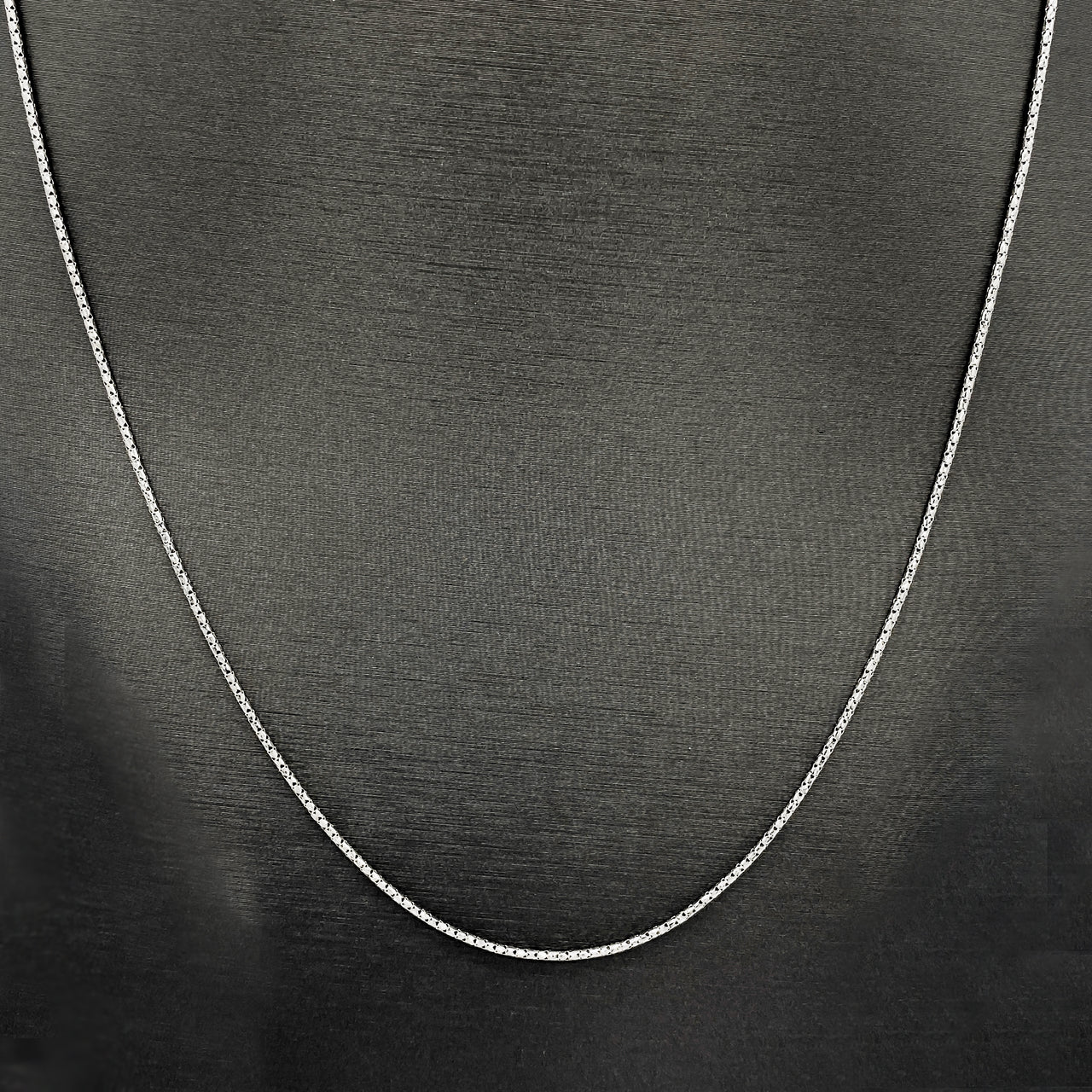 Cadena Oro Blanco 14k Cardano 50 cm, Ancho 1 mm