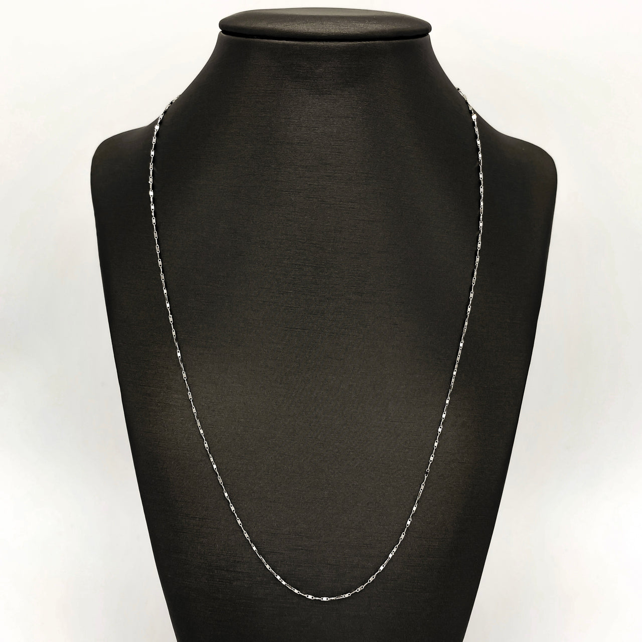 Cadena Oro Blanco 14k Espejo 50 cm, Ancho 1 mm