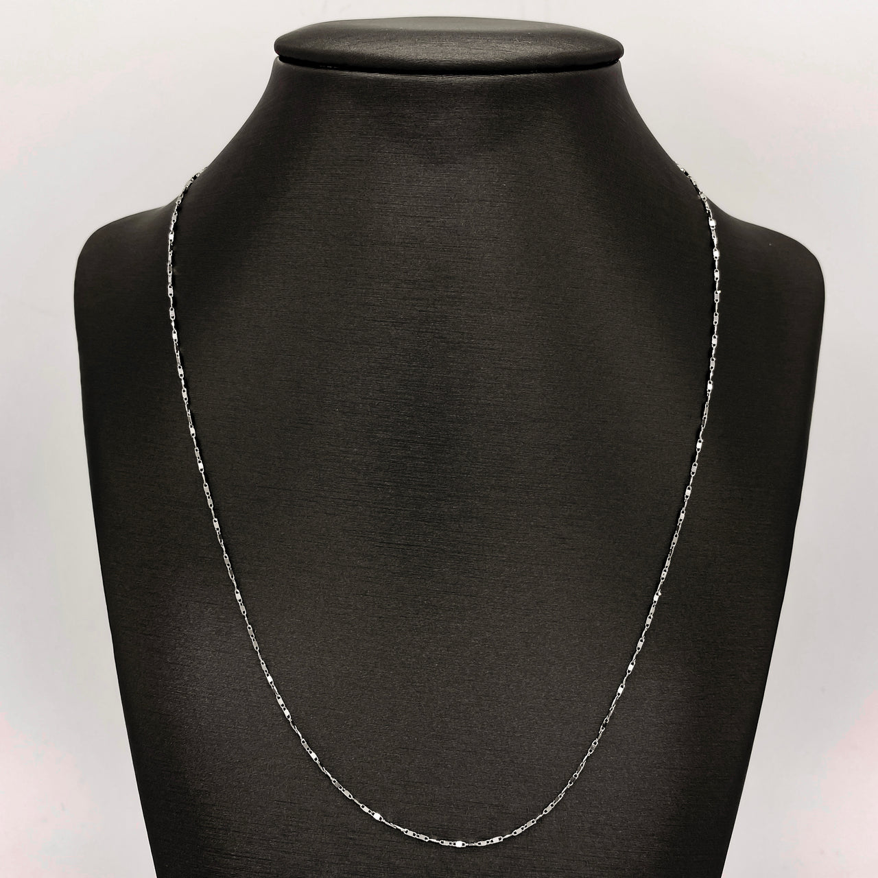 Cadena Oro Blanco 14k Espejo 45 cm, Ancho 1 mm