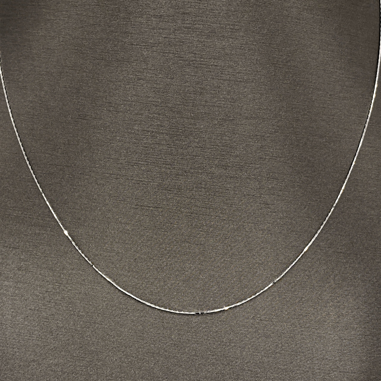 Cadena Oro Blanco 14k Cardano 40 cm, Ancho 0.5 mm