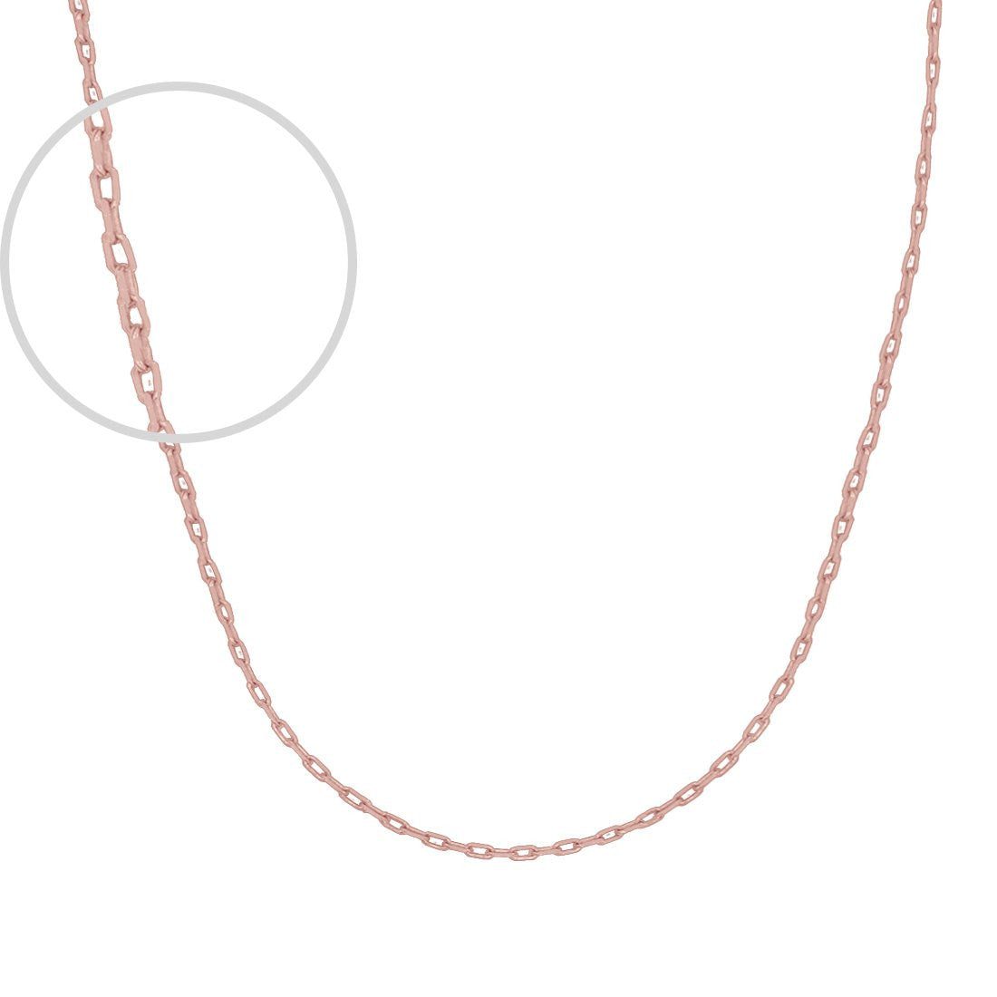 Cadena Oro Rosa 10k Rolo Oval 44 cm, Ancho 1 mm - Infiniti Joyas