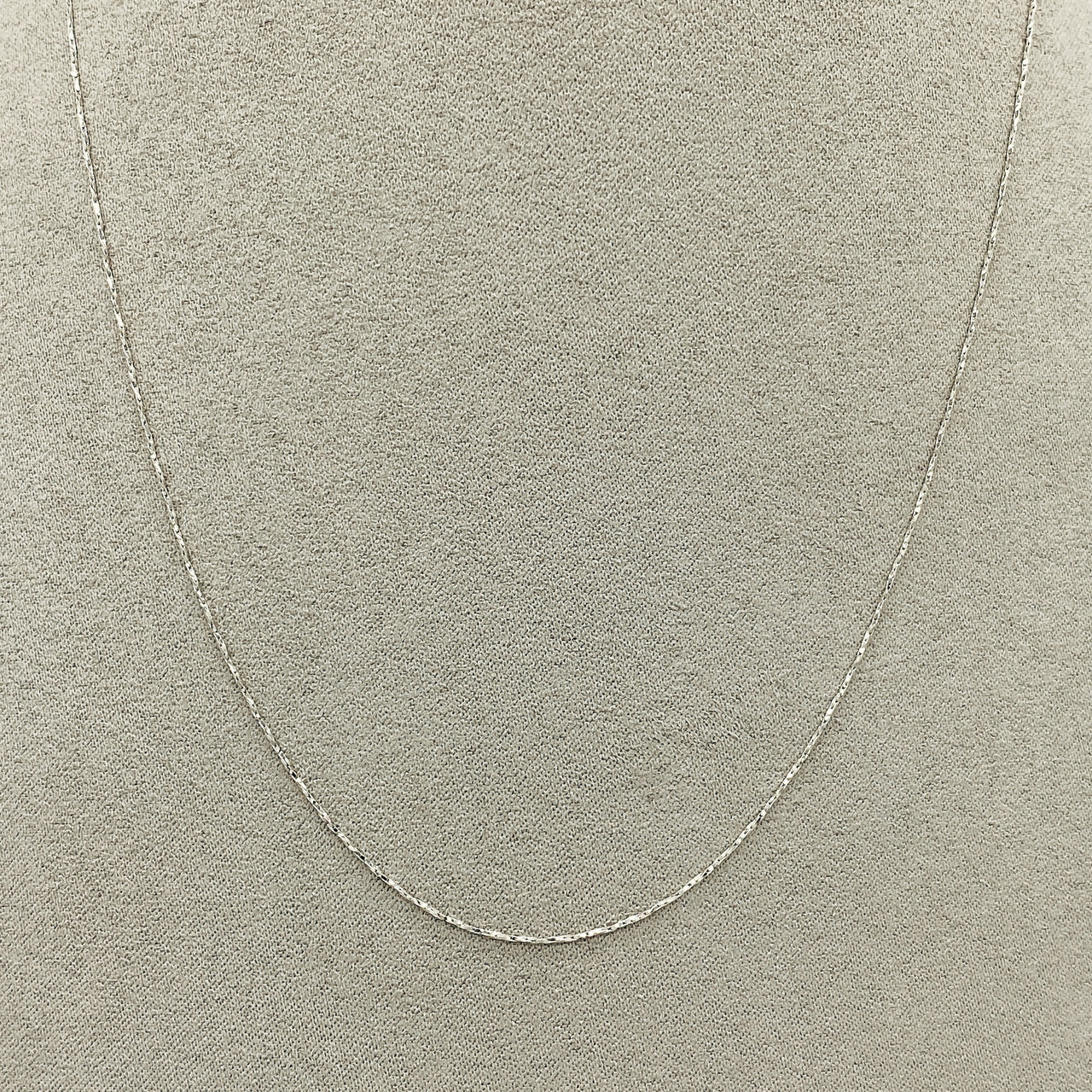 Cadena Oro Blanco 10k Cardano Diamantada 45 cm, Ancho 0.6 mm