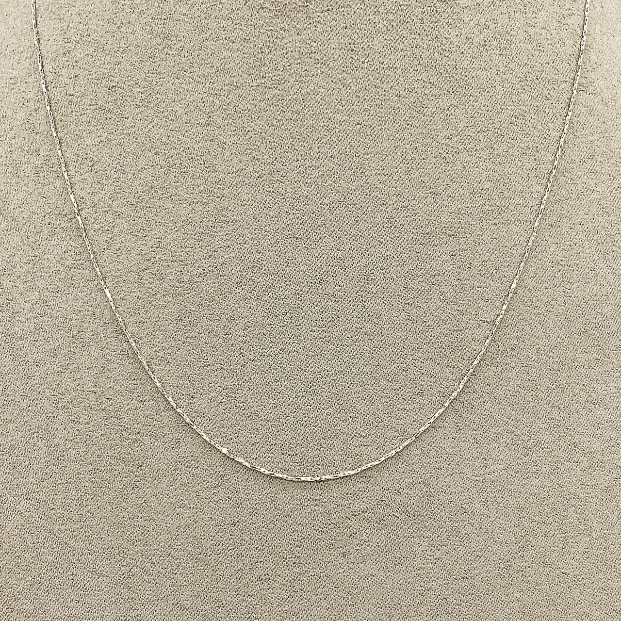 Cadena Oro Blanco 10k Cardano Diamantada 40 cm, Ancho 0.6 mm