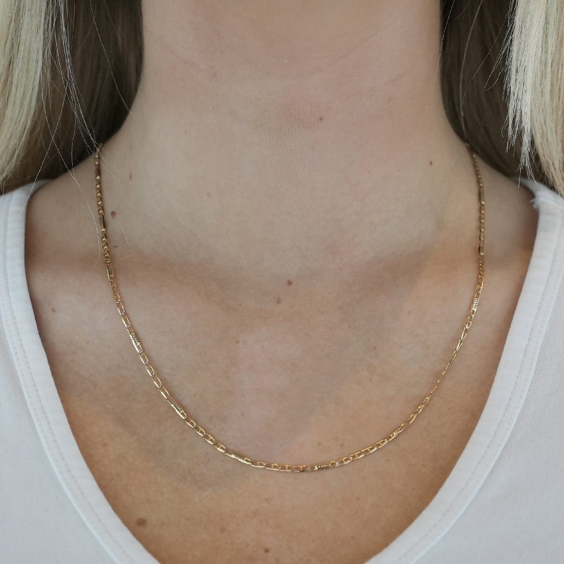 Cadena Oro 14k Figaruchi Diamantada Pavé 60 cm, Ancho 2.1 mm