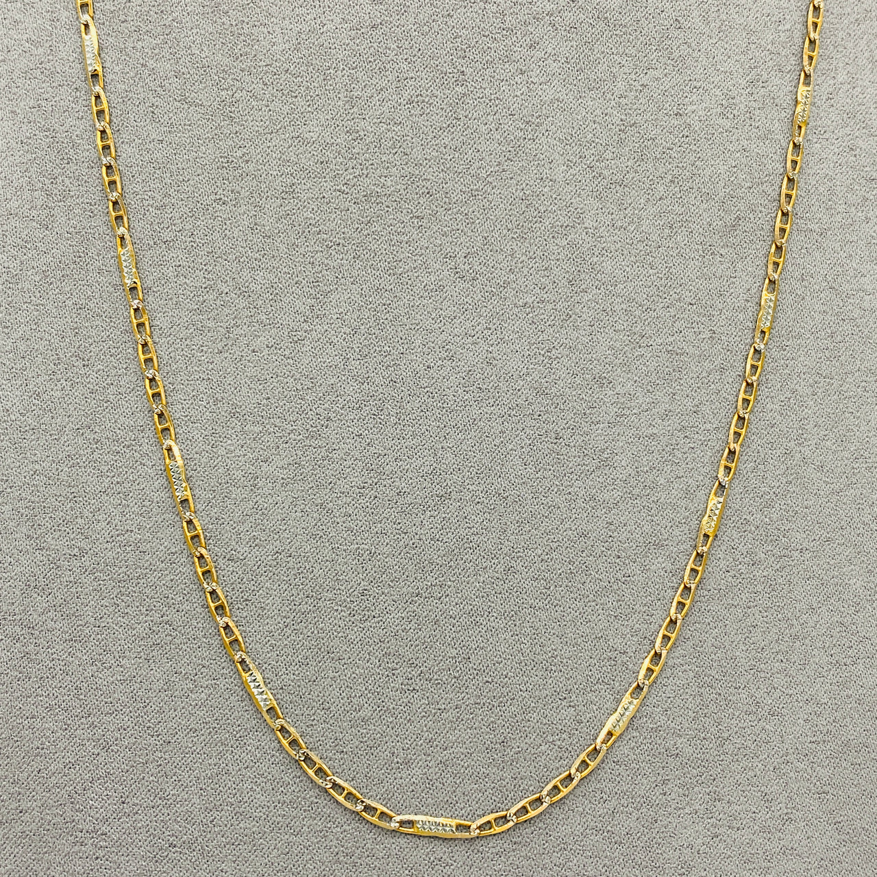 Cadena Oro 14k Figaruchi Diamantada Pavé 60 cm, Ancho 2.1 mm