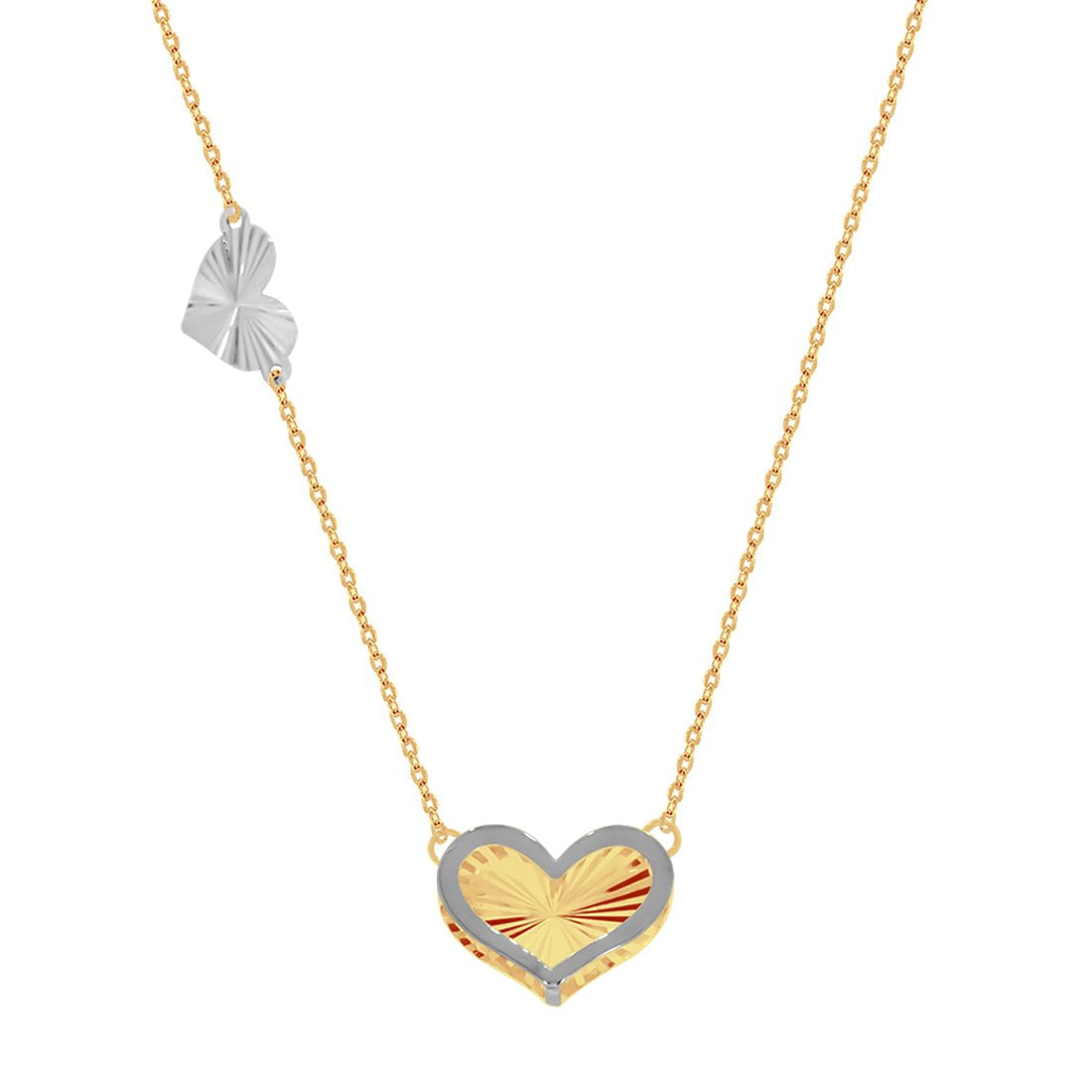 Gargantilla Oro 14k, Corazón con Fondo Diamantado, Cadena 45 cm Largo - Infiniti Joyas