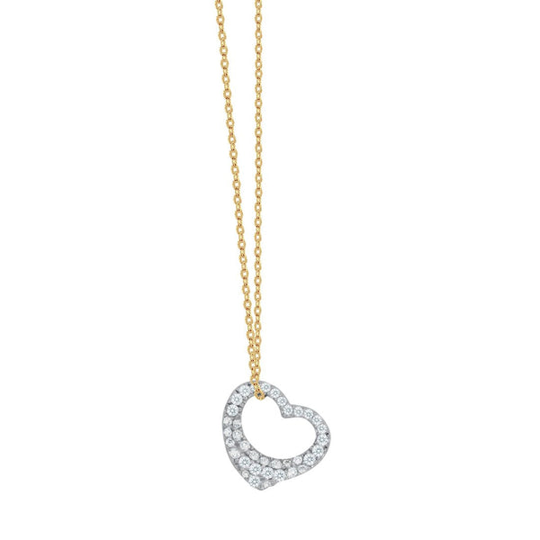 Gargantilla Oro 14k, Corazón con Zirconia, Cadena 45 cm Largo - Infiniti Joyas