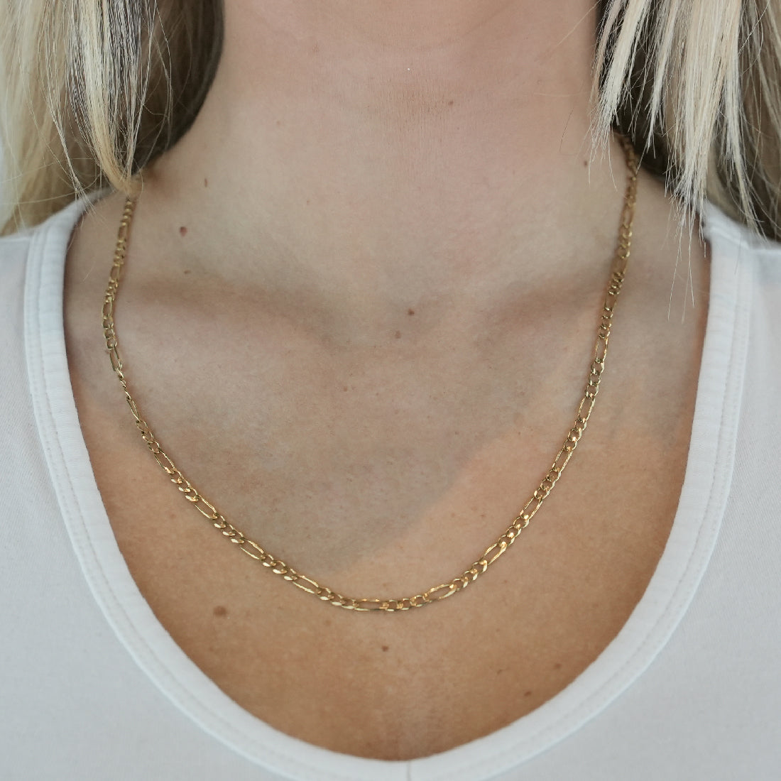 Cadena Oro 14k - Eslabon 3x1 de 60 cm, Ancho 3.2 mm