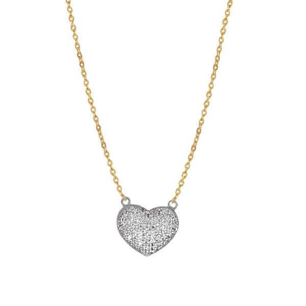 Gargantilla Oro 10k, Corazón con Zirconias, Cadena 45 cm Largo - Infiniti Joyas