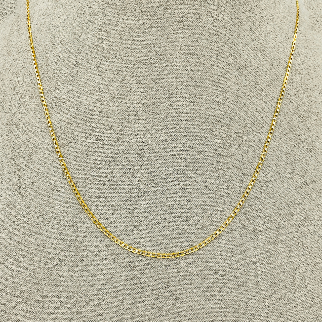 Cadena Oro Italiano 10k - Barbado Diamantado 35/40/45/50 cm, Ancho 1.50 mm