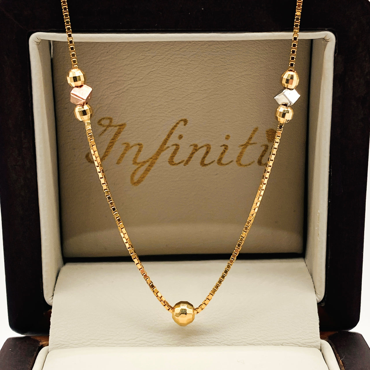 Gargantilla Oro 14k - Bolas en Oro Florentino 43 cm Largo