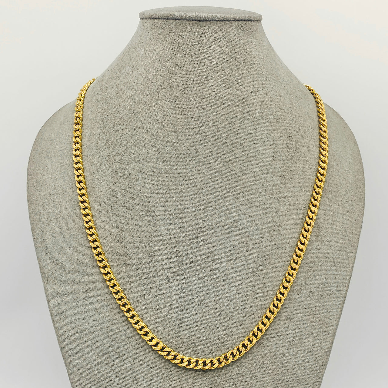 Cadena Oro 10k Cubano Diamantado de 60 cm, Ancho 7 mm