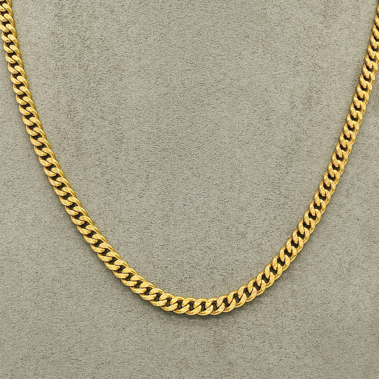 Cadena Oro 10k Cubano Diamantado de 60 cm, Ancho 7 mm