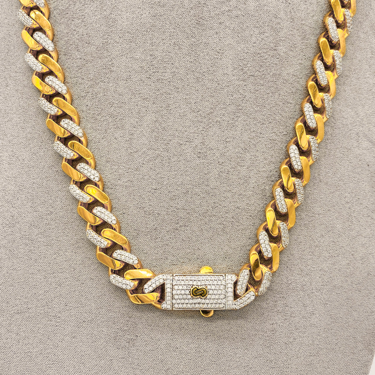 Cadena Oro 10k - Cubano de 60 cm, Ancho 11 mm