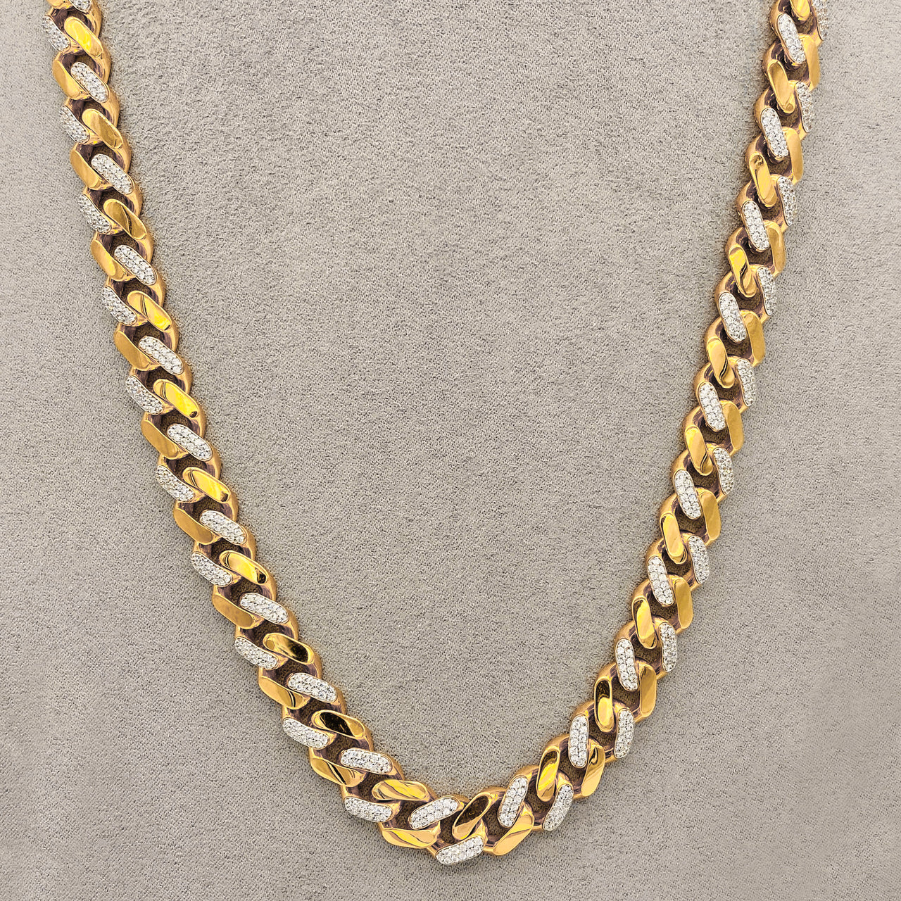 Cadena Oro 10k - Cubano de 60 cm, Ancho 11 mm