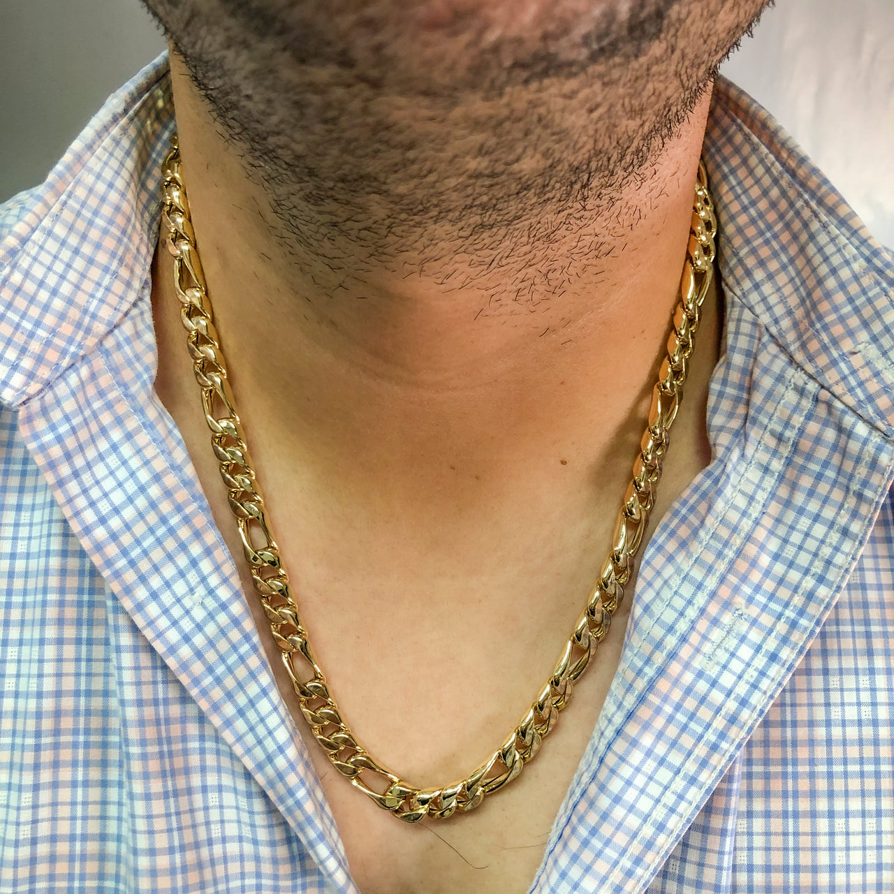 Cadena Oro 10k, Cartie 3x1 60 cm Largo, 9 mm Ancho