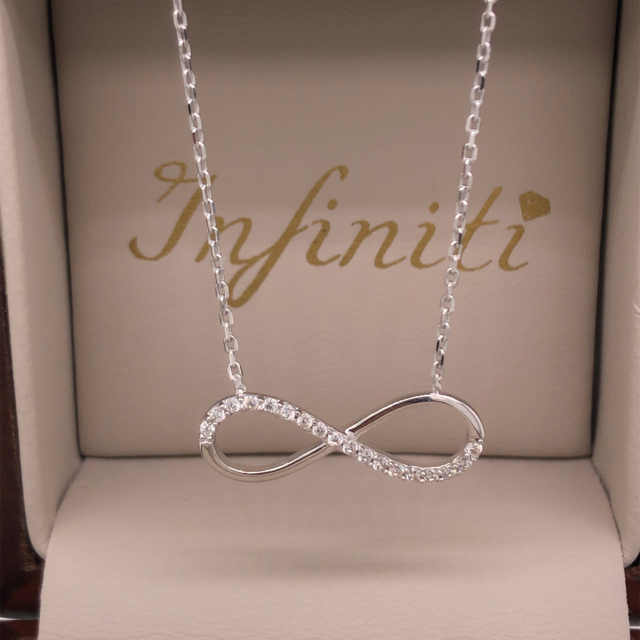 Gargantilla Oro Blanco 10k - Infinito con Zirconias