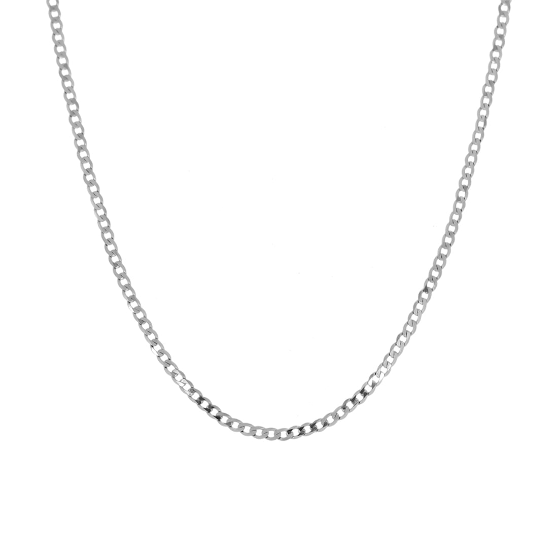 Cadena Oro Blanco 10k - Barbado 45/50/55 cm, Ancho 2 mm