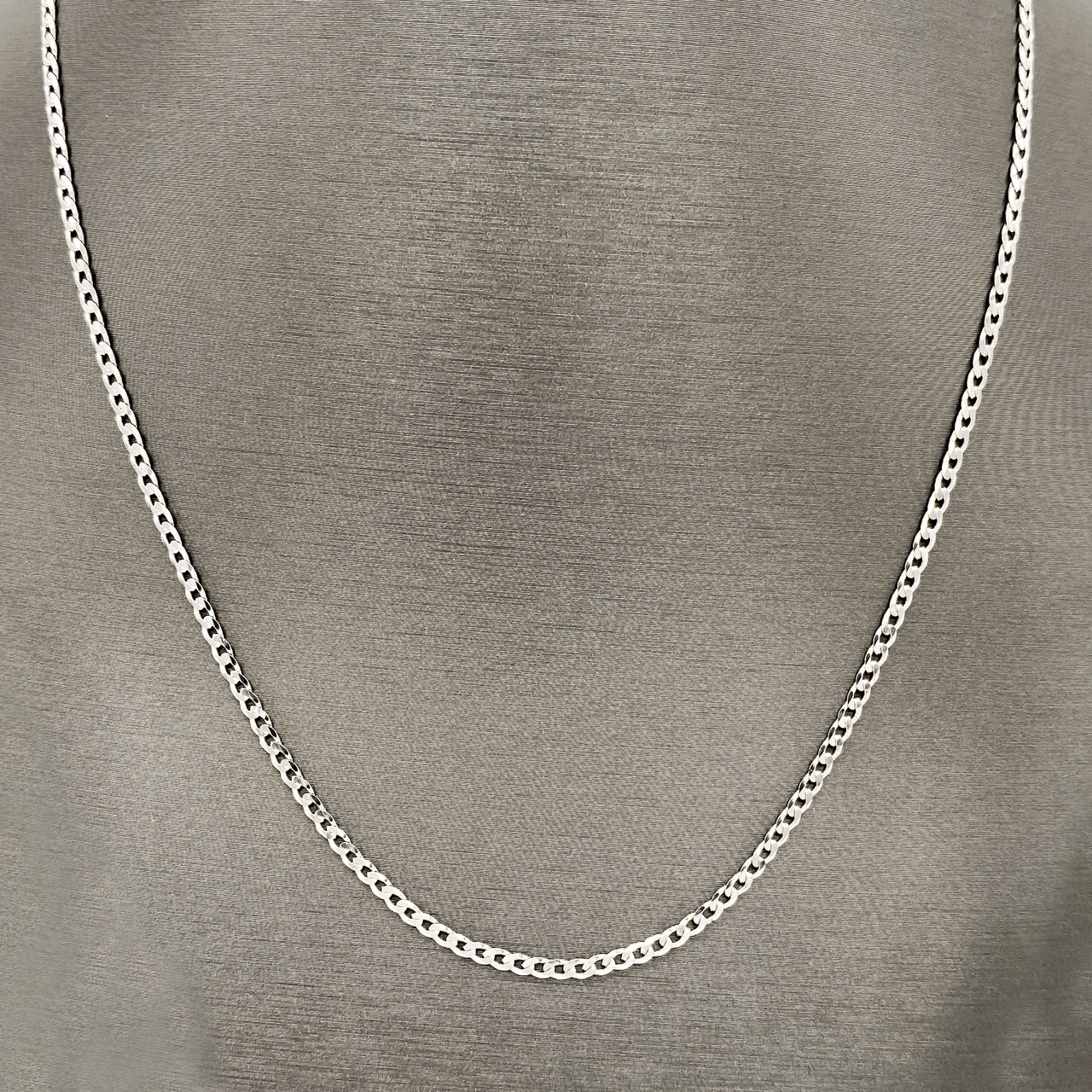 Cadena Oro Blanco 10k - Barbado 45/50/55 cm, Ancho 2.5 mm
