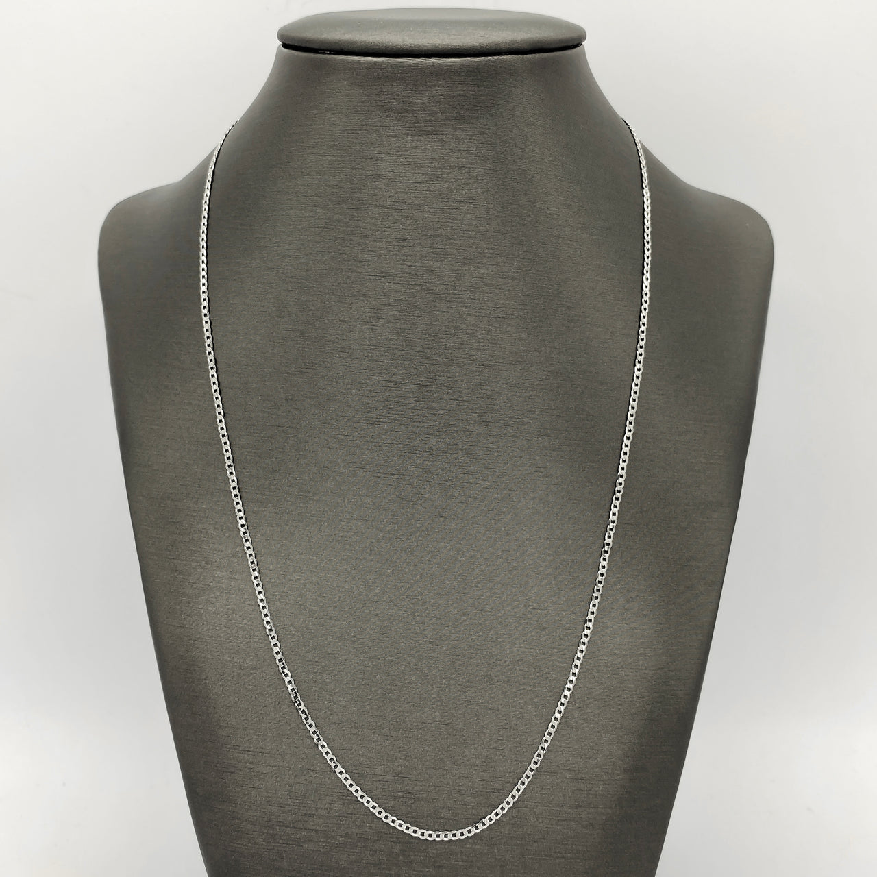 Cadena Oro Blanco 10k - Barbado 45/50/55 cm, Ancho 2 mm