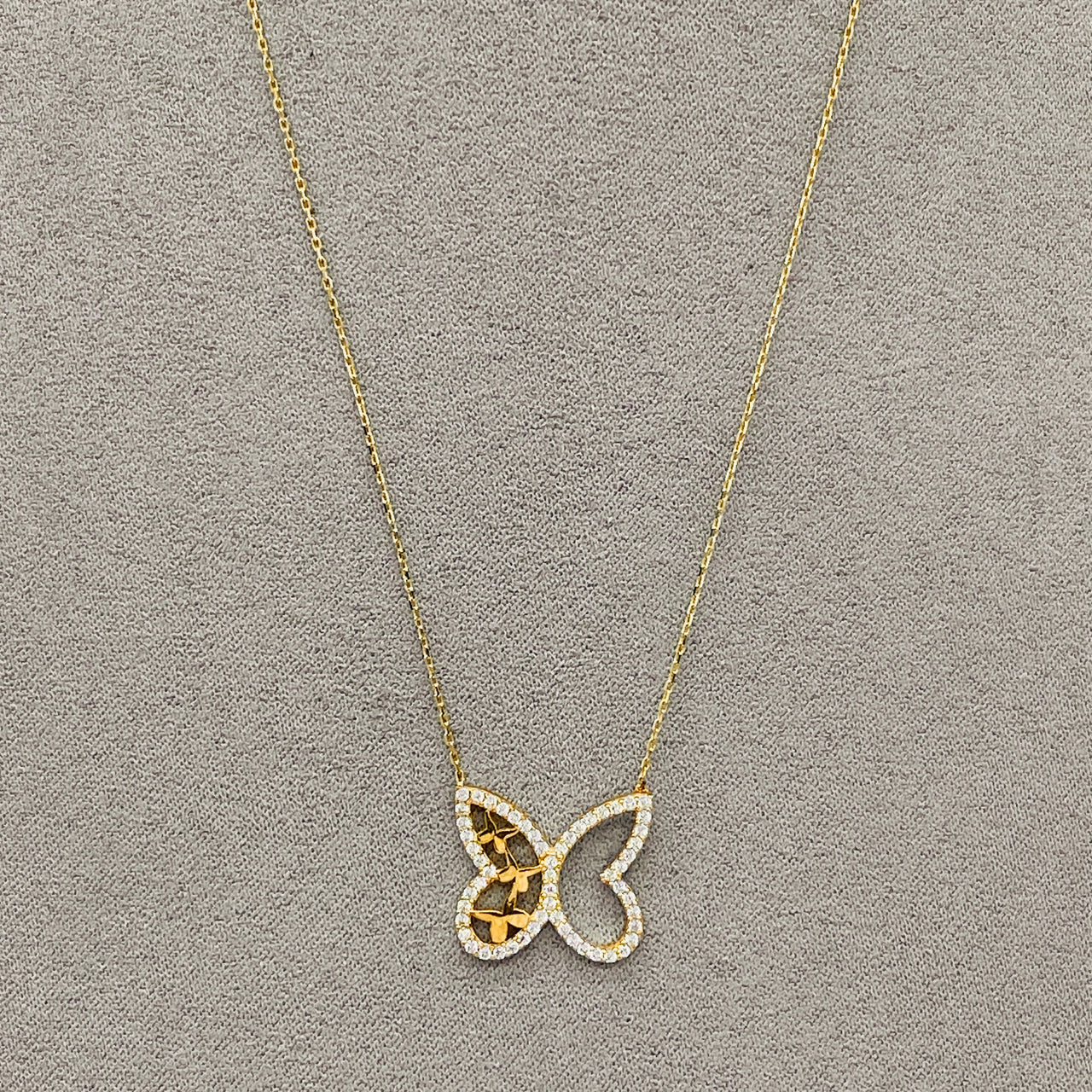 Gargantilla Oro 10k - Mariposa con Zirconias