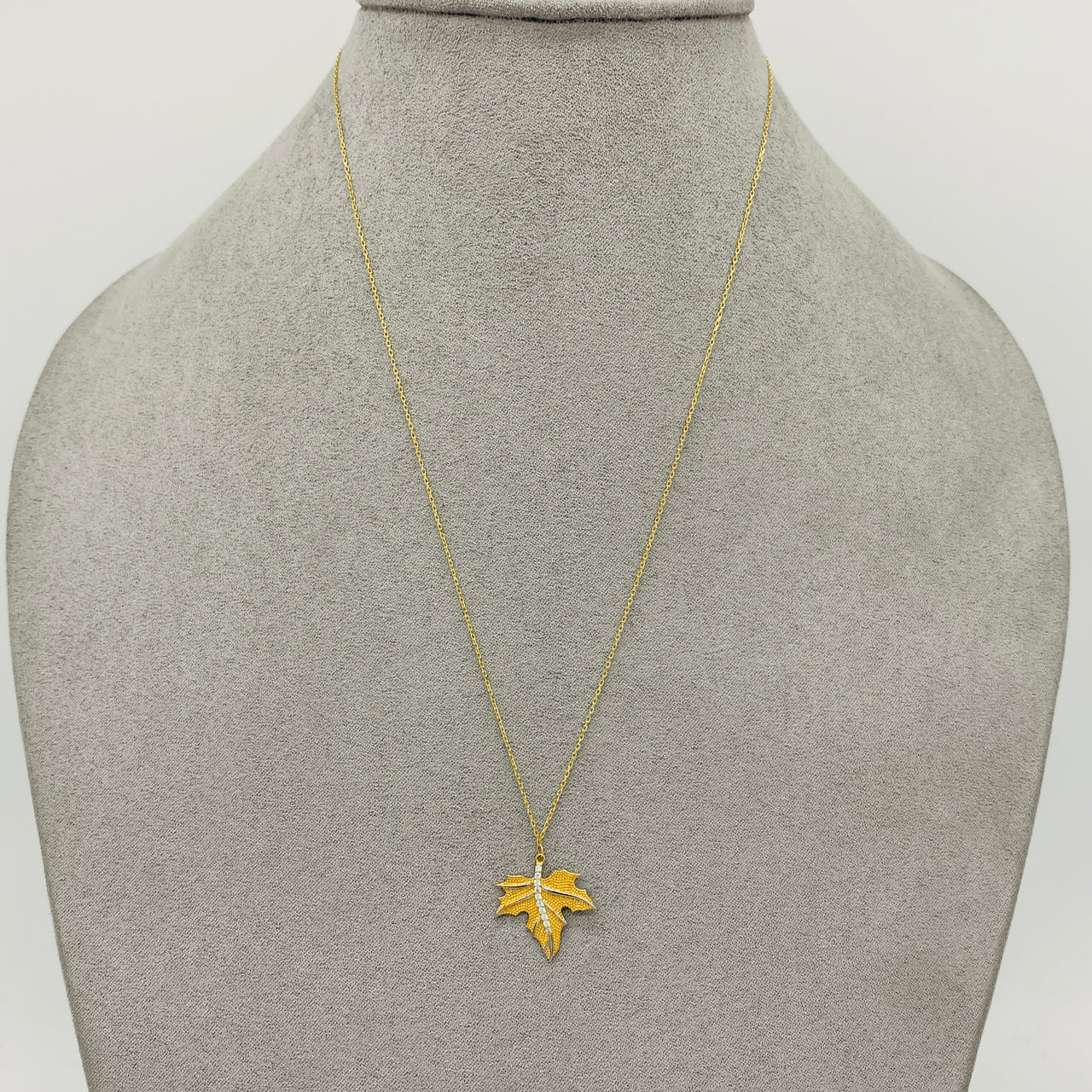 Gargantilla Oro 10k - Hoja con Zirconias