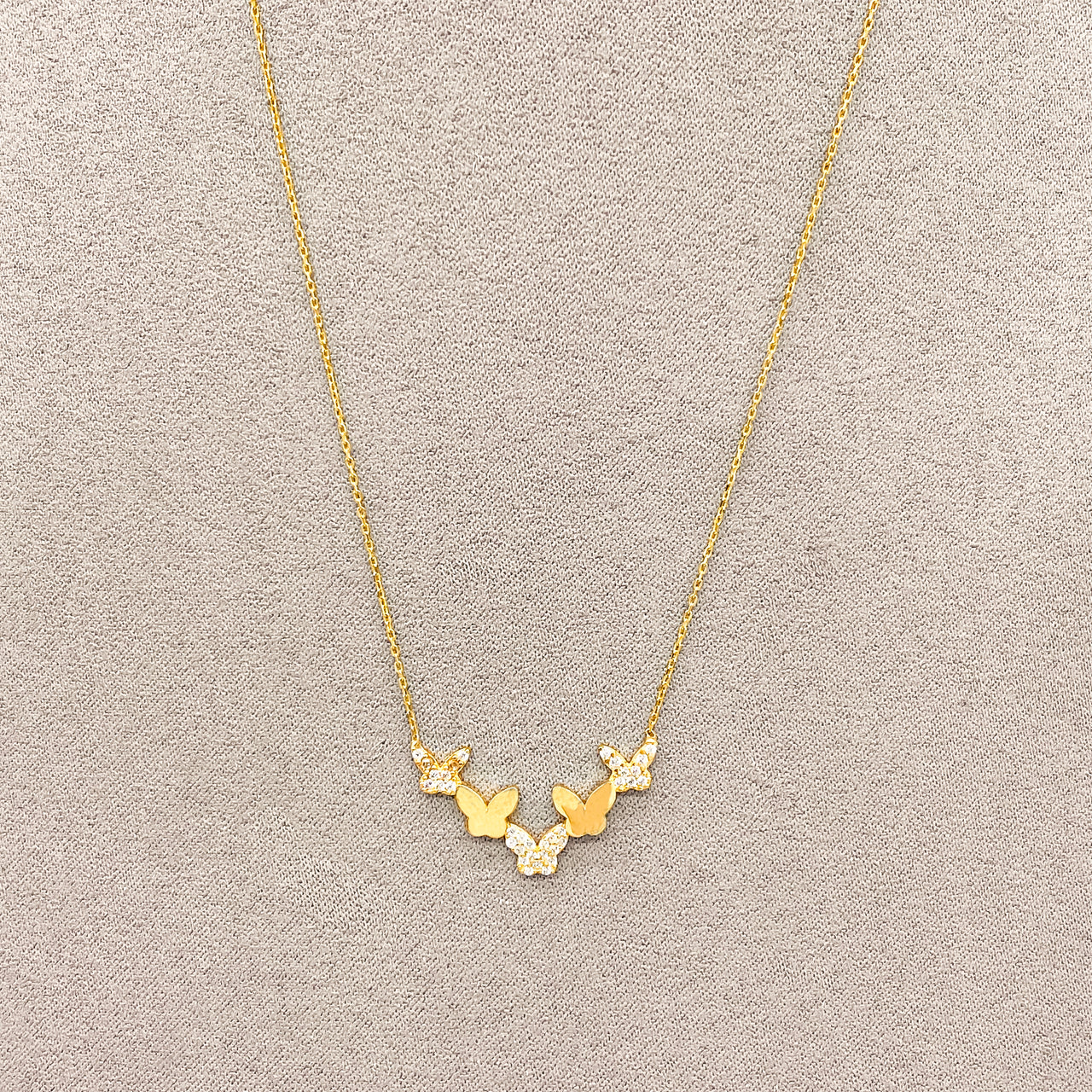 Gargantilla Oro 10k - Mariposas con Zirconias