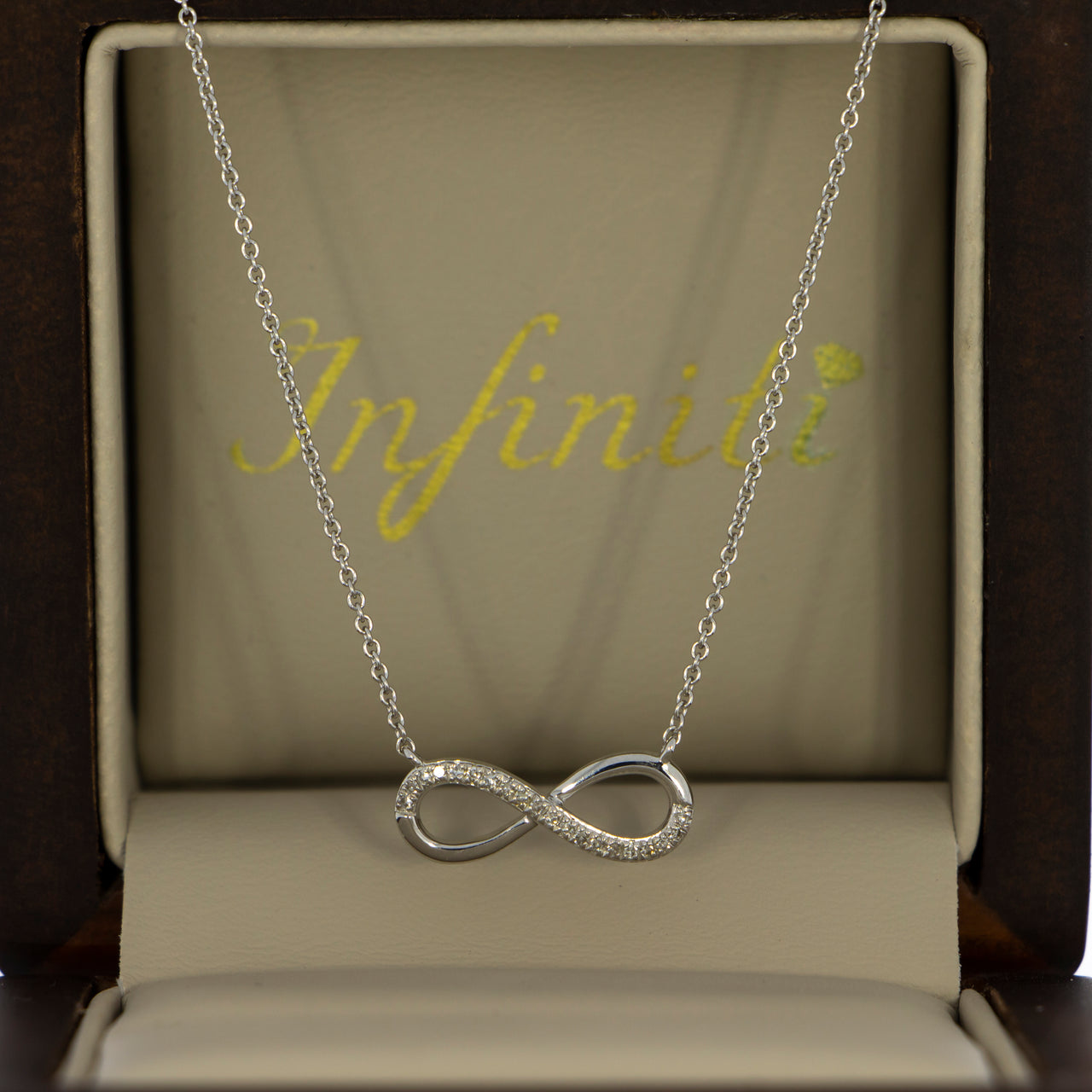 Gargantilla Oro Blanco 14k - Infinito con Diamantes 5 pts Totales
