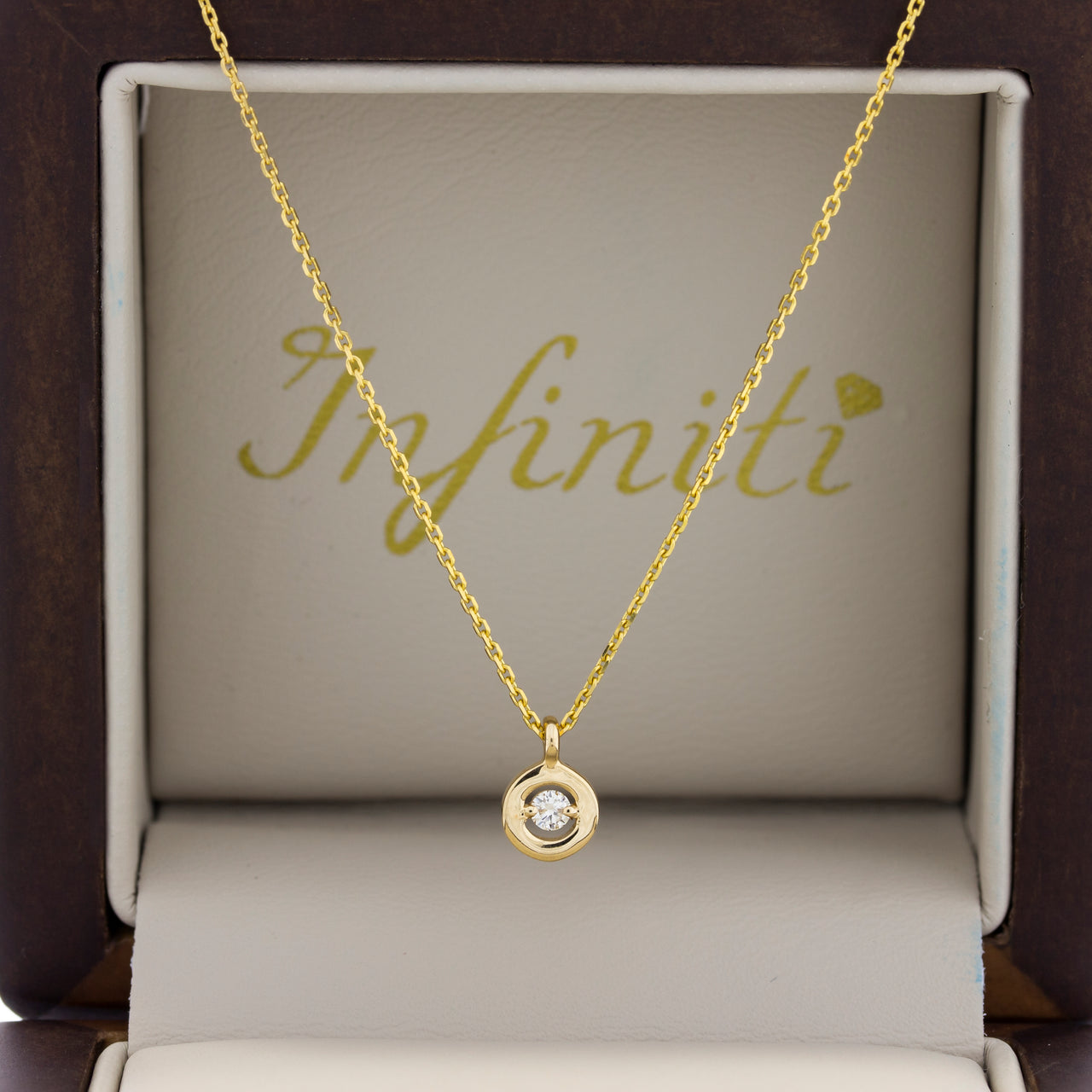 Gargantilla Oro 14k - Dije Redondo con Diamante 4 puntos