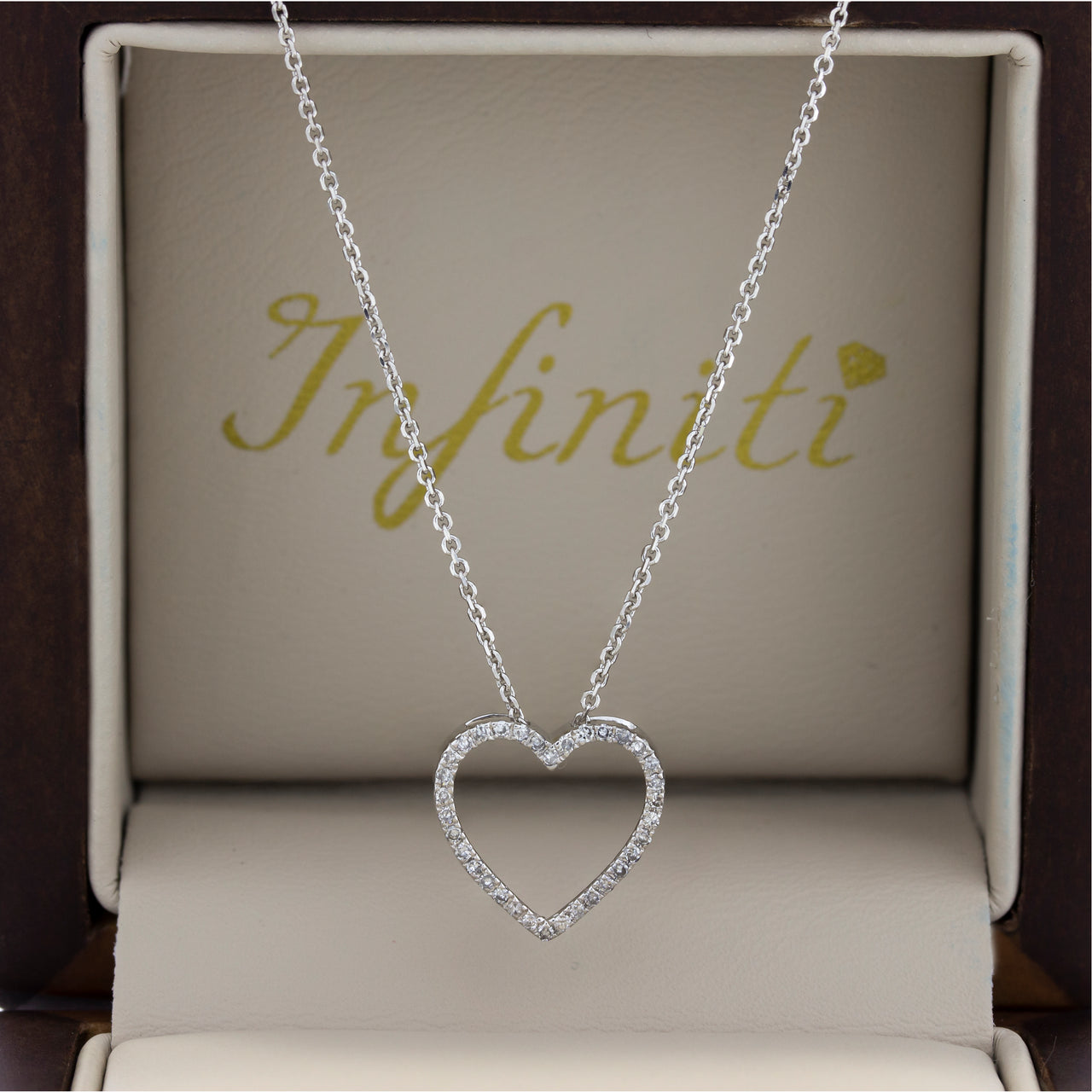 Gargantilla Oro Blanco 14k - Corazón con Diamantes 11 pts Totales