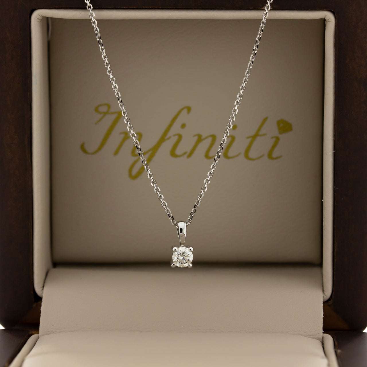 Gargantilla Oro Blanco 14k - Dije Solitario Diamante 0.13 ct