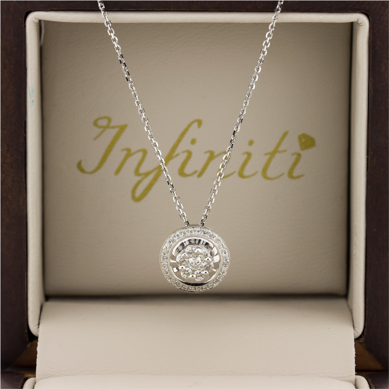 Gargantilla Blanco Oro 14k - Halo con Diamantes de 19 Puntos Totales