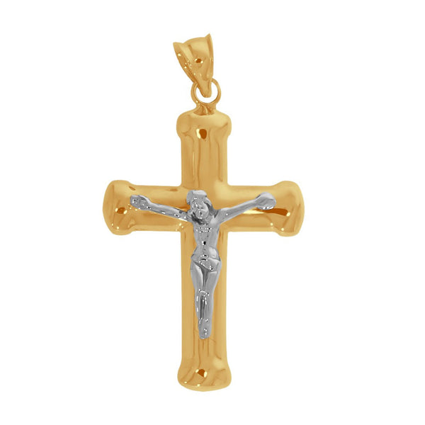 Cruz Redondeada con Cristo Blanco - Oro 14k - Infiniti Joyas