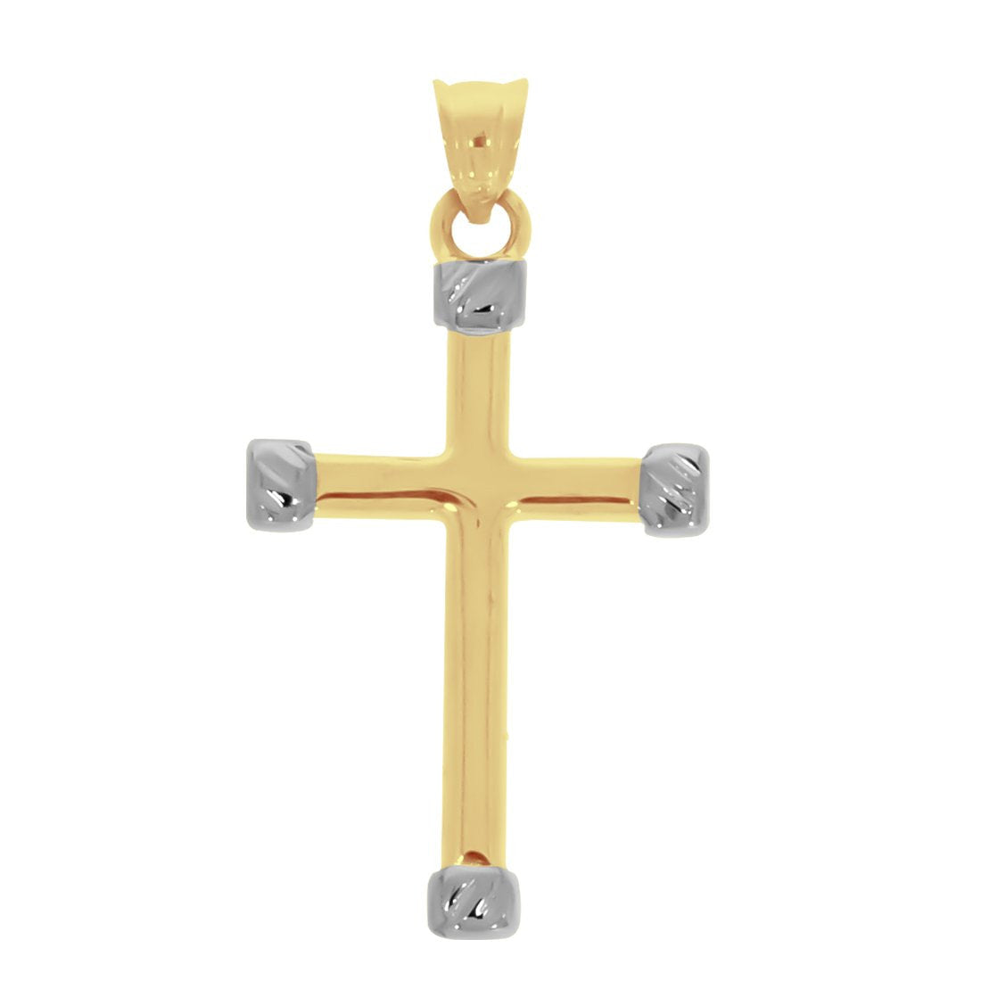 Cruz Redondeada con Orillas Diamantadas - Oro 14k - Infiniti Joyas