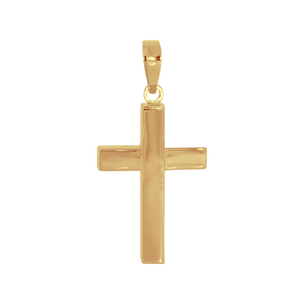 Cruz Oro 14k - Lisa de 3 cm Alto, 1.4 cm Ancho