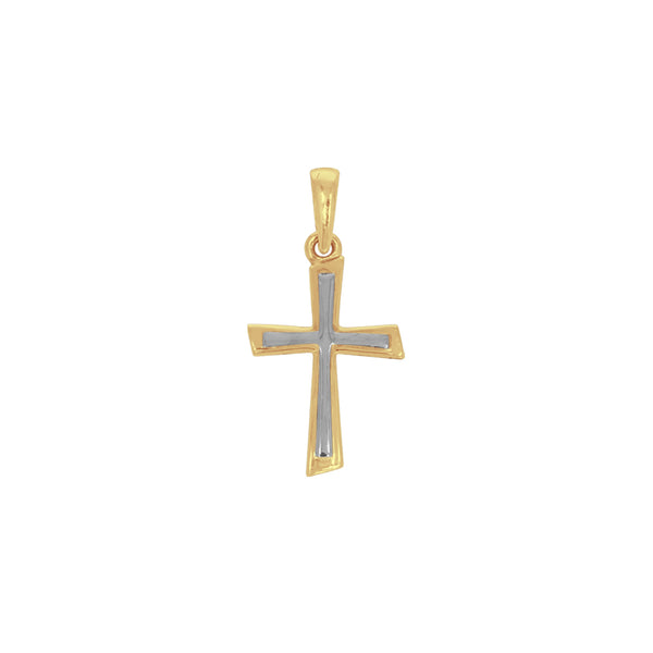 Cruz Oro 10k/14k - Lisa con Platinado 2.1 cm Alto, 1.1 cm Ancho